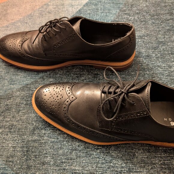 ASOS Design Black Brogue Dress Shoes - Men's Size 10 - Picture 2 of 5